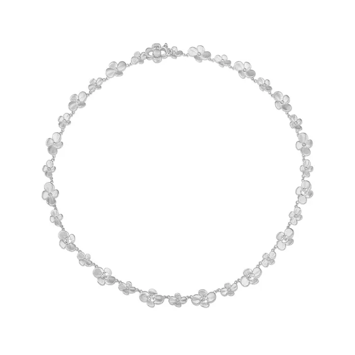 0.45 quilates gargantilla diamante diseño flor en oro blanco 