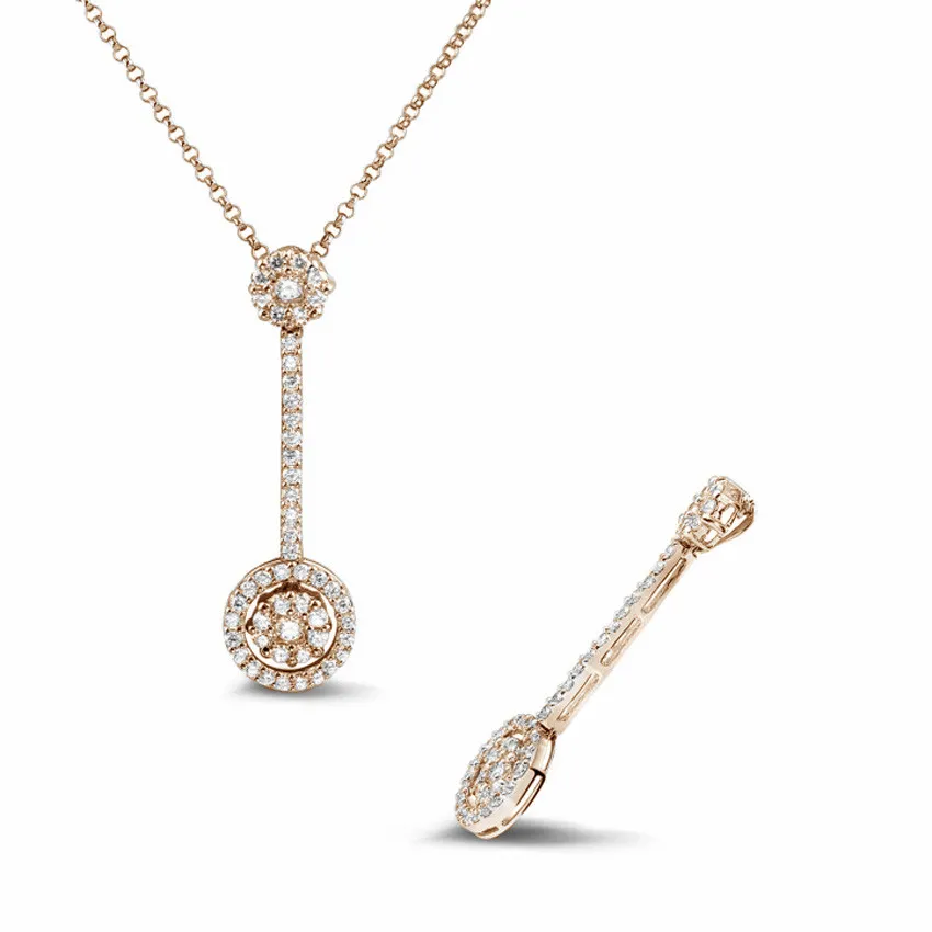 0.90 quilates halo colgante diamante en oro rojo 