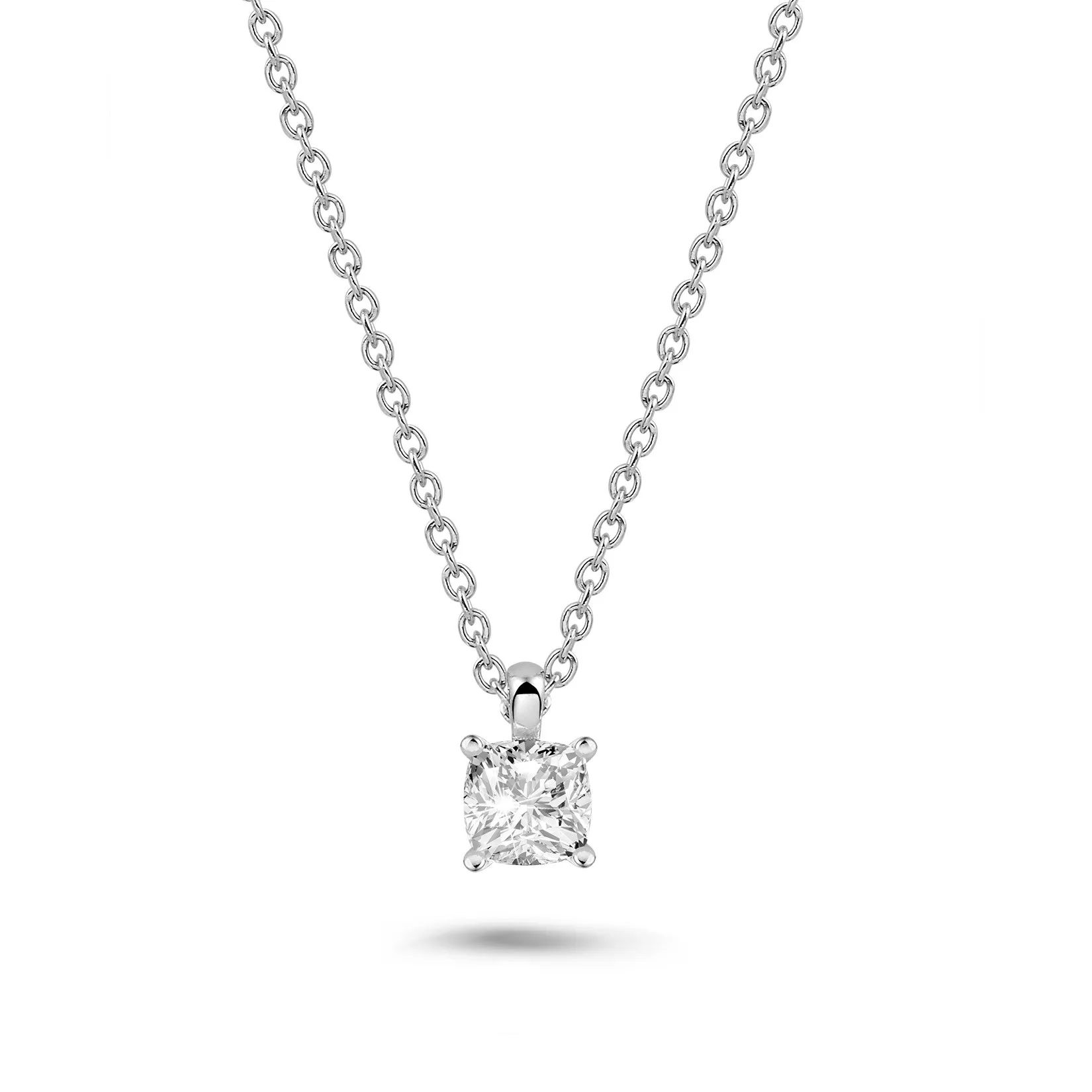 1.00 quilates colgante solitario diamante talla cojín en oro blanco 