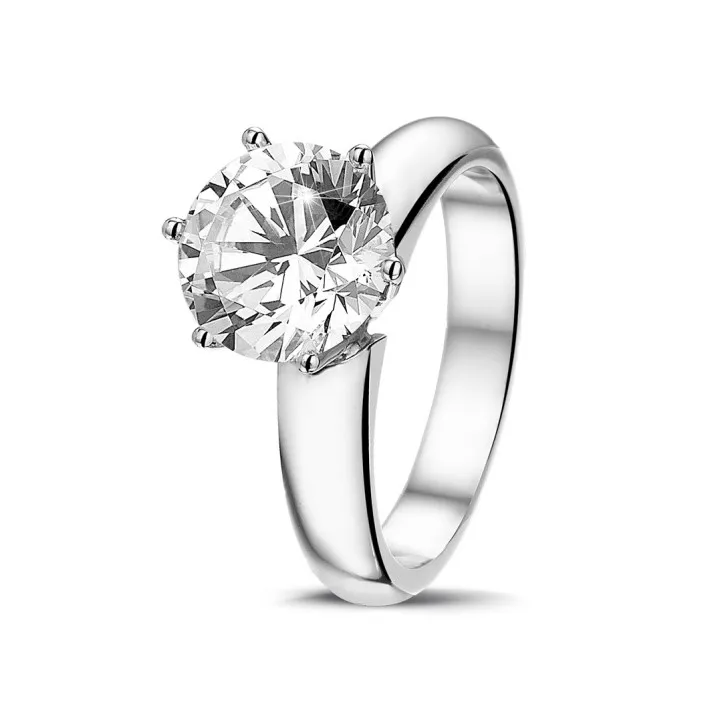 2.50 quilates anillo solitario diamante con 6 grapas en platino 