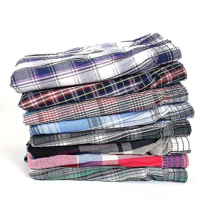 4PACK PANTALONES CORTOS BOXER MASCULINO ALGODóN TEJIDO 100% CLáSICO PLAID PEINADO MASCULINO UNDERPANT SUELTO TRANSPIRABLE