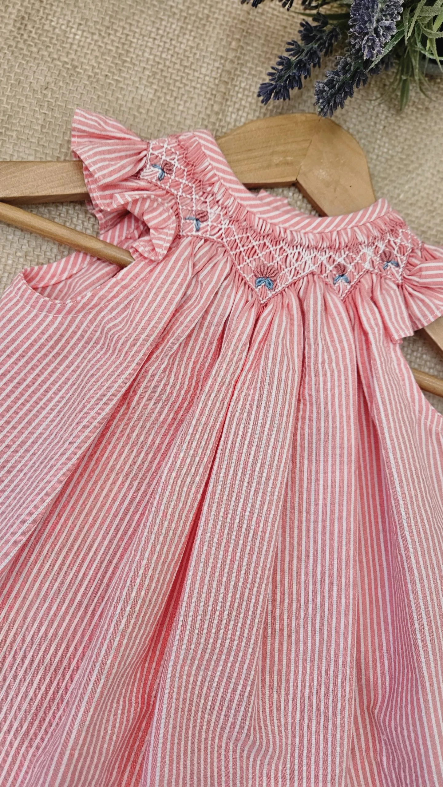 A Jesusito con braguita niña punto Smock rayas R301042