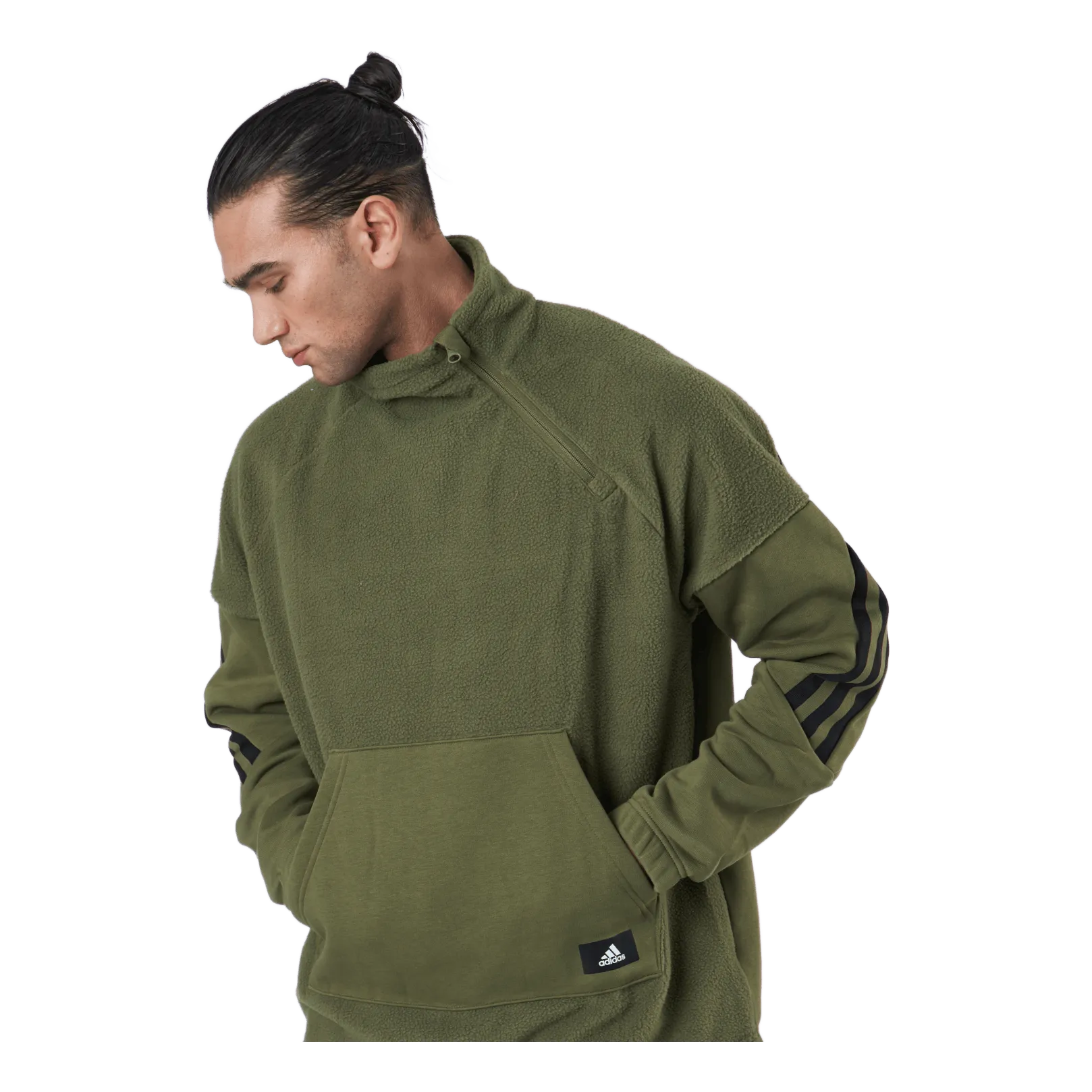 ADIDAS SPORTSWEAR FUTURE ICONS WINTERIZED 1/4ZIPTOP FOCUS OLIVE