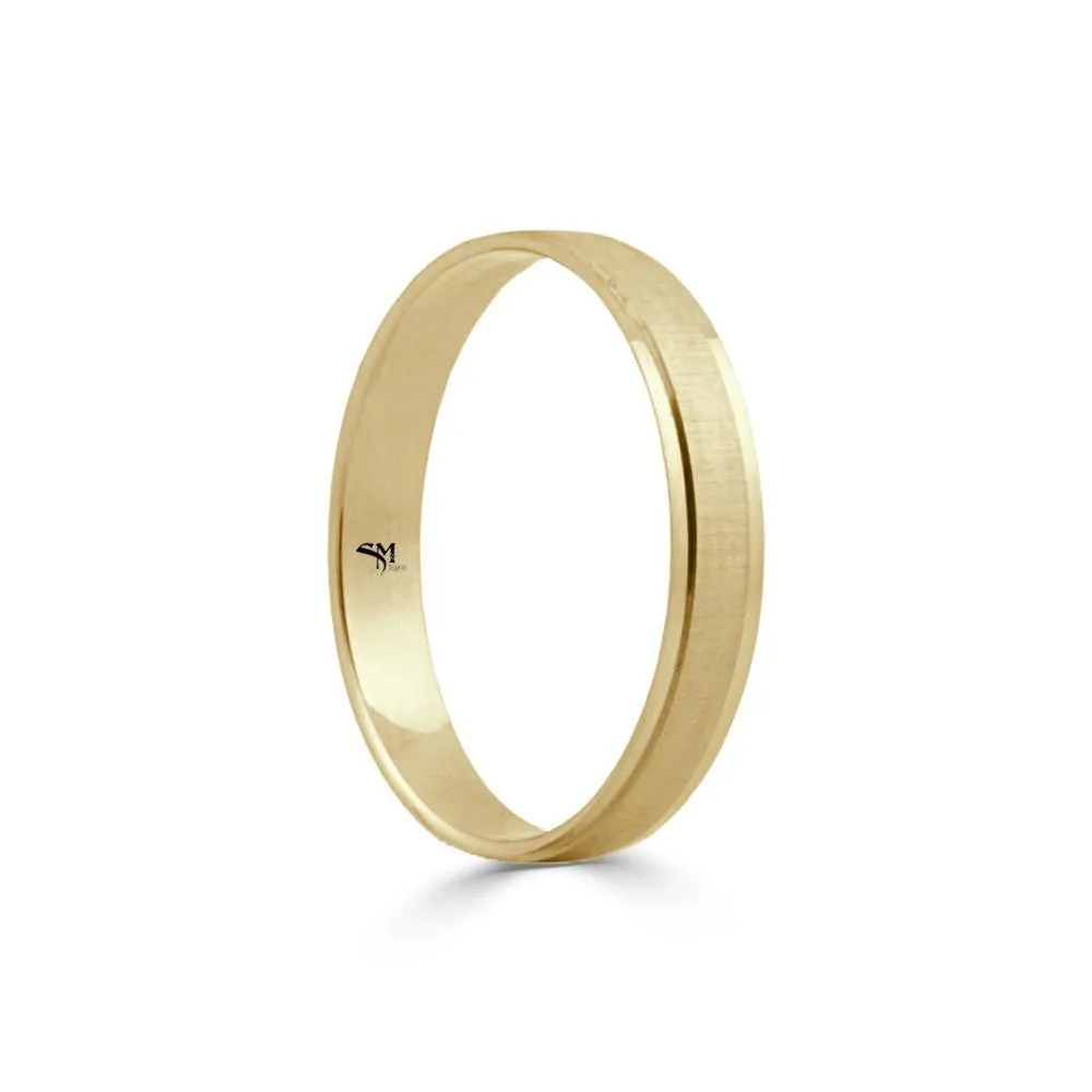 Alianza de oro 18k de 3,5 mm acabado mate y bordes rebajados