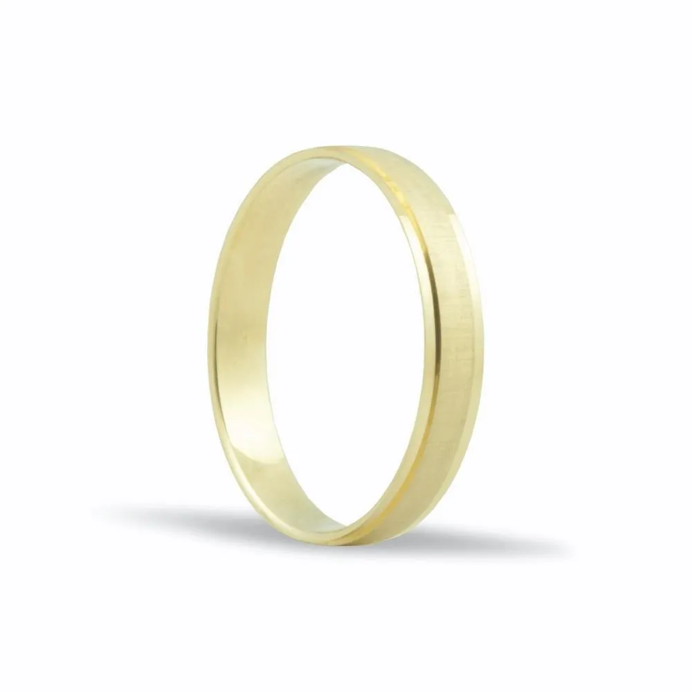 Alianza de oro 18k de 3,5 mm acabado mate y bordes rebajados
