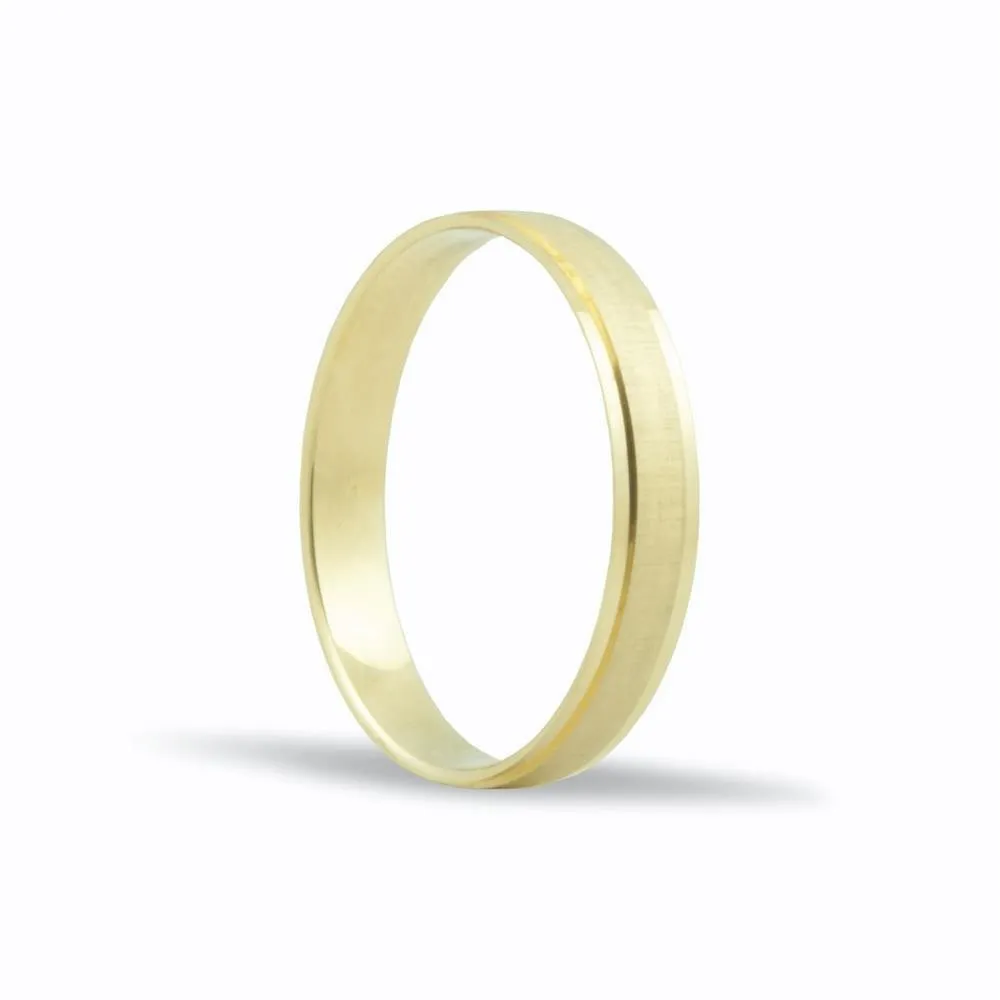 Alianza de oro 18k de 3,5 mm acabado mate y bordes rebajados