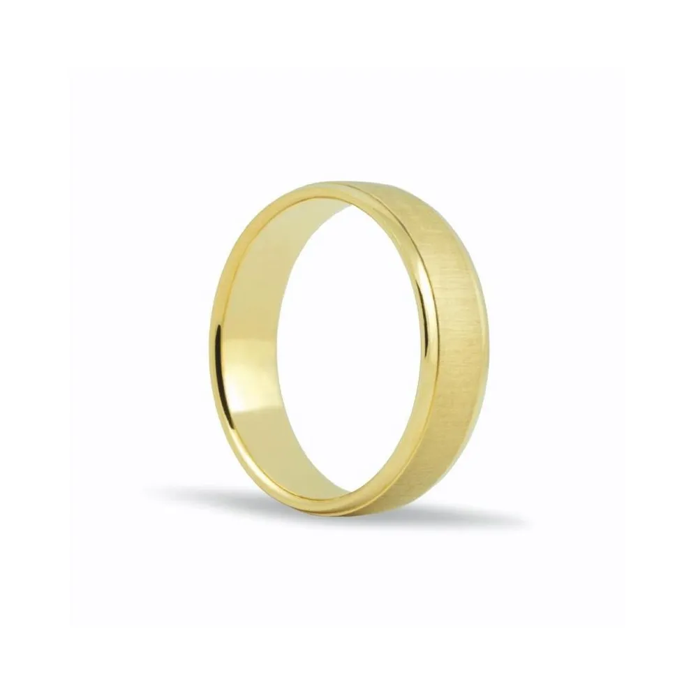 Alianza de oro 18k de 5,5 mm acabado mate y bordes brillo