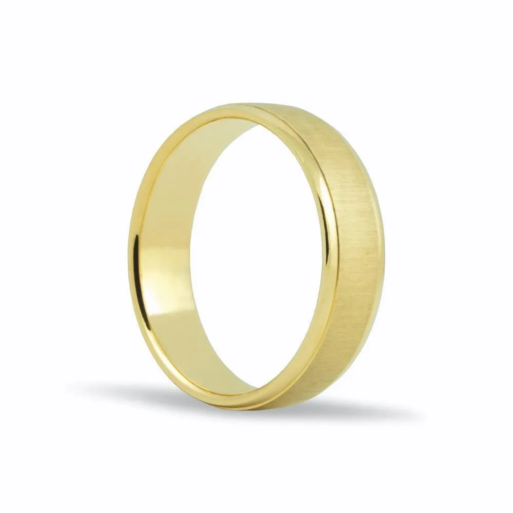 Alianza de oro 18k de 5,5 mm acabado mate y bordes brillo