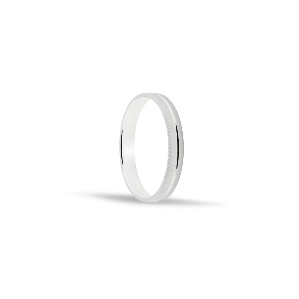 Alianza de oro blanco 18k de 3 mm acabado mate y 1 linea central