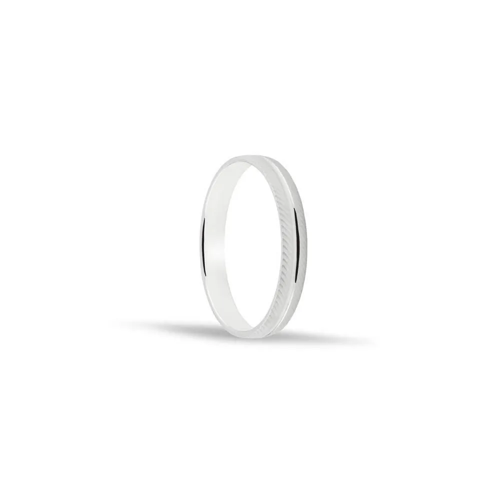 Alianza de oro blanco 18k de 3 mm acabado mate y 1 linea central