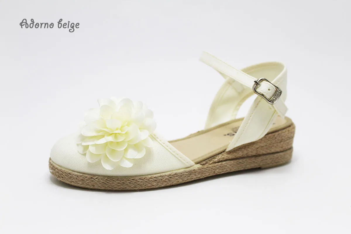 Alpargatas cuña con flor a elegir niña