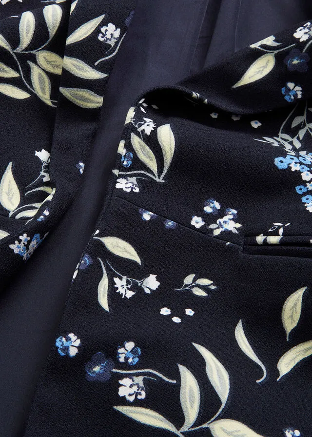 Americana larga estampada Azul marino de flores