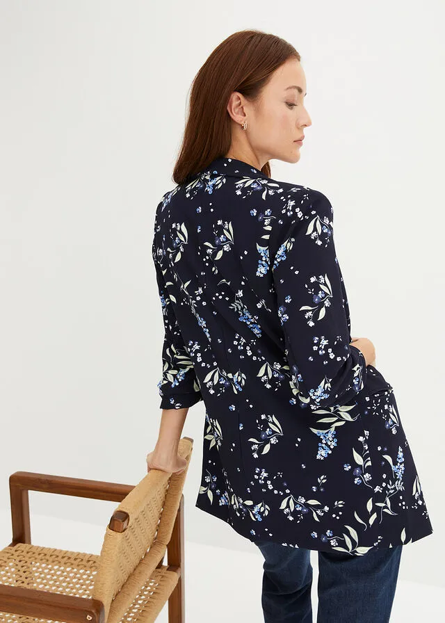 Americana larga estampada Azul marino de flores
