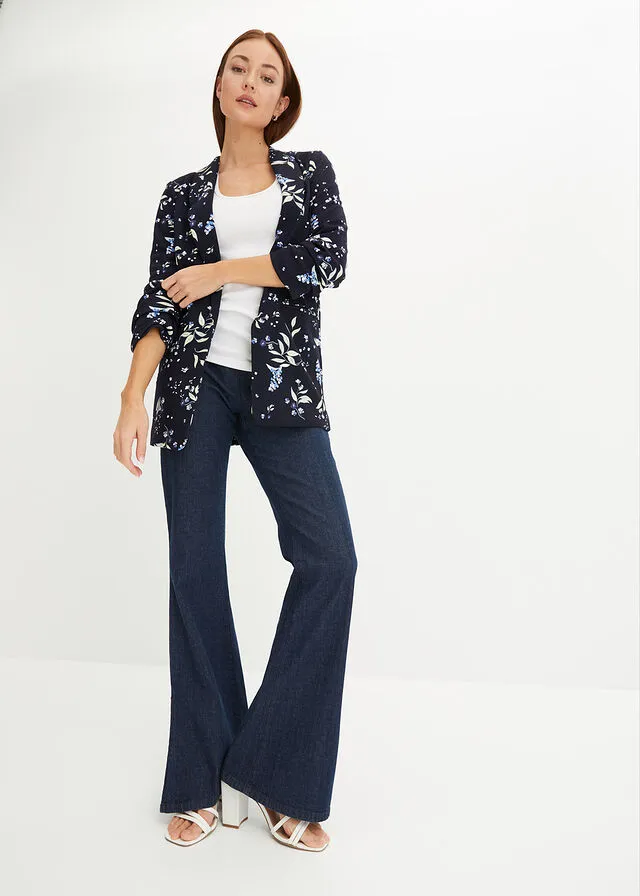 Americana larga estampada Azul marino de flores