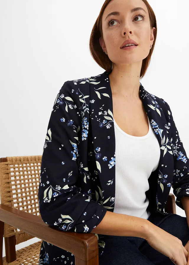 Americana larga estampada Azul marino de flores