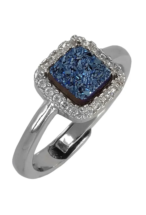 ANILLO DE PLATA áGATA DRUSA TONO AZULADO 248_04056