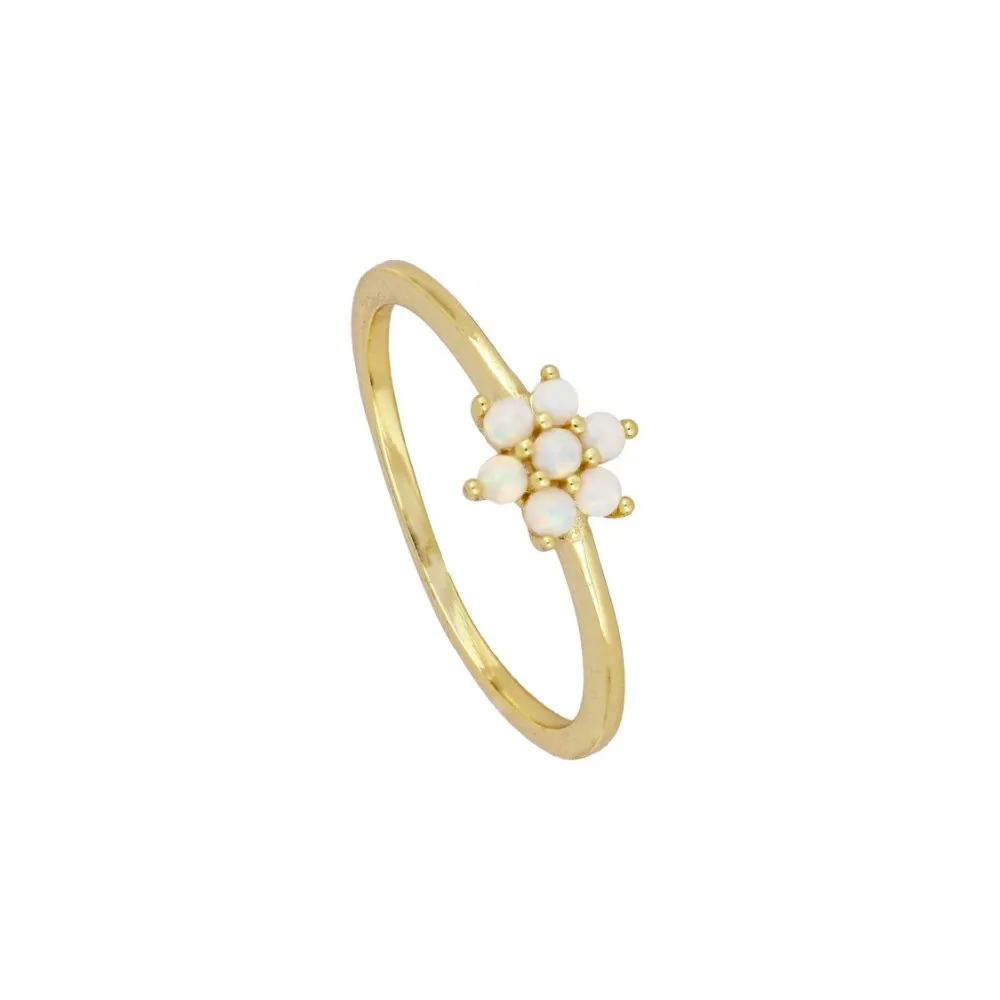 Anillo Flor Ópalo Oro