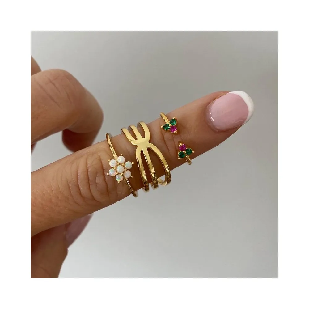 Anillo Flor Ópalo Oro