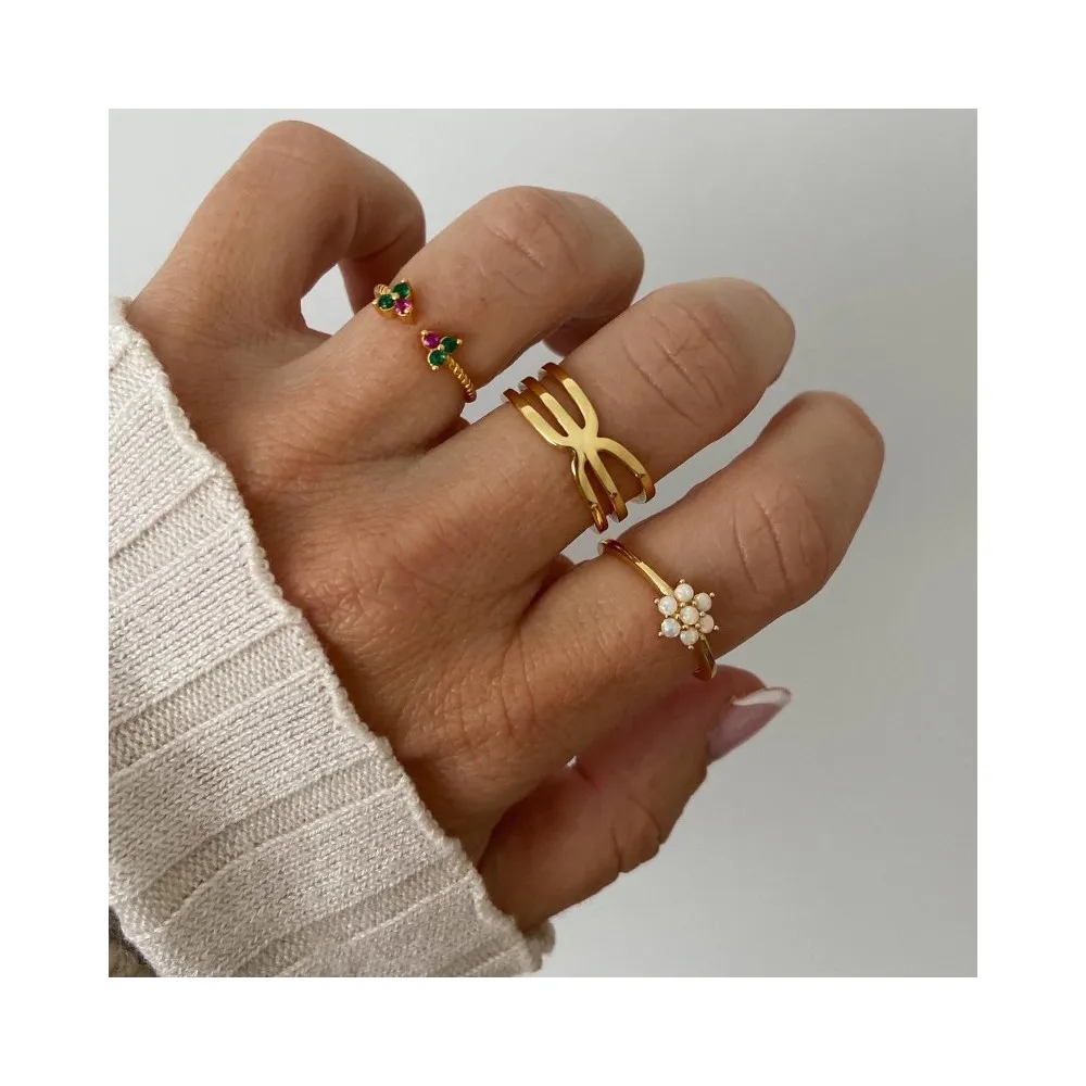 Anillo Flor Ópalo Oro