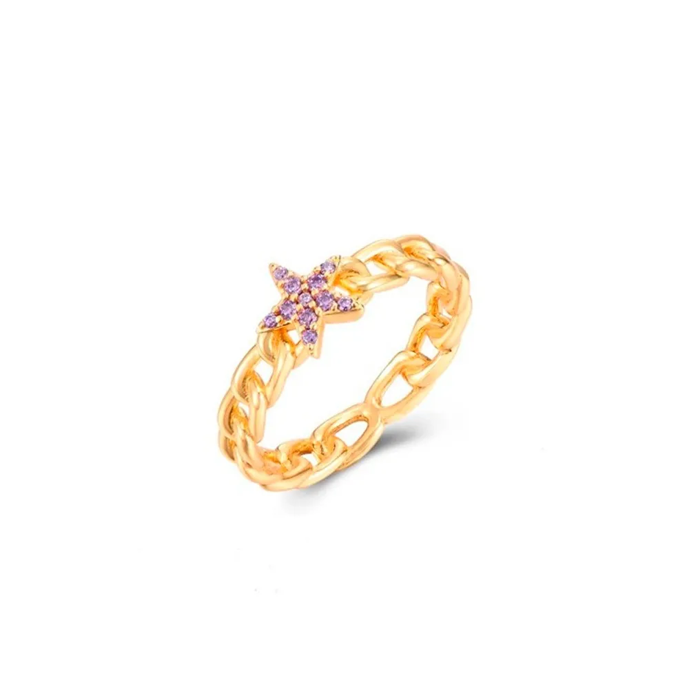 Anillo Links Star Amatista Oro