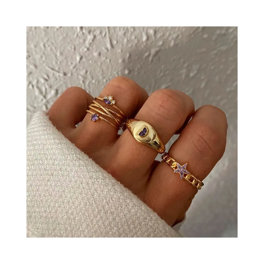Anillo Links Star Amatista Oro