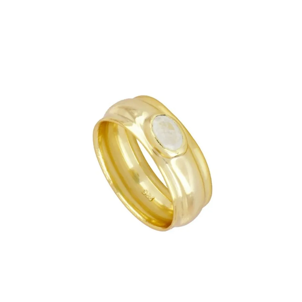 Anillo Maki Piedra Luna Oro