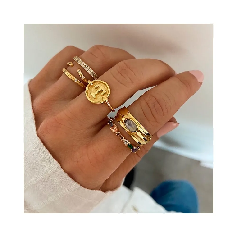 Anillo Maki Piedra Luna Oro