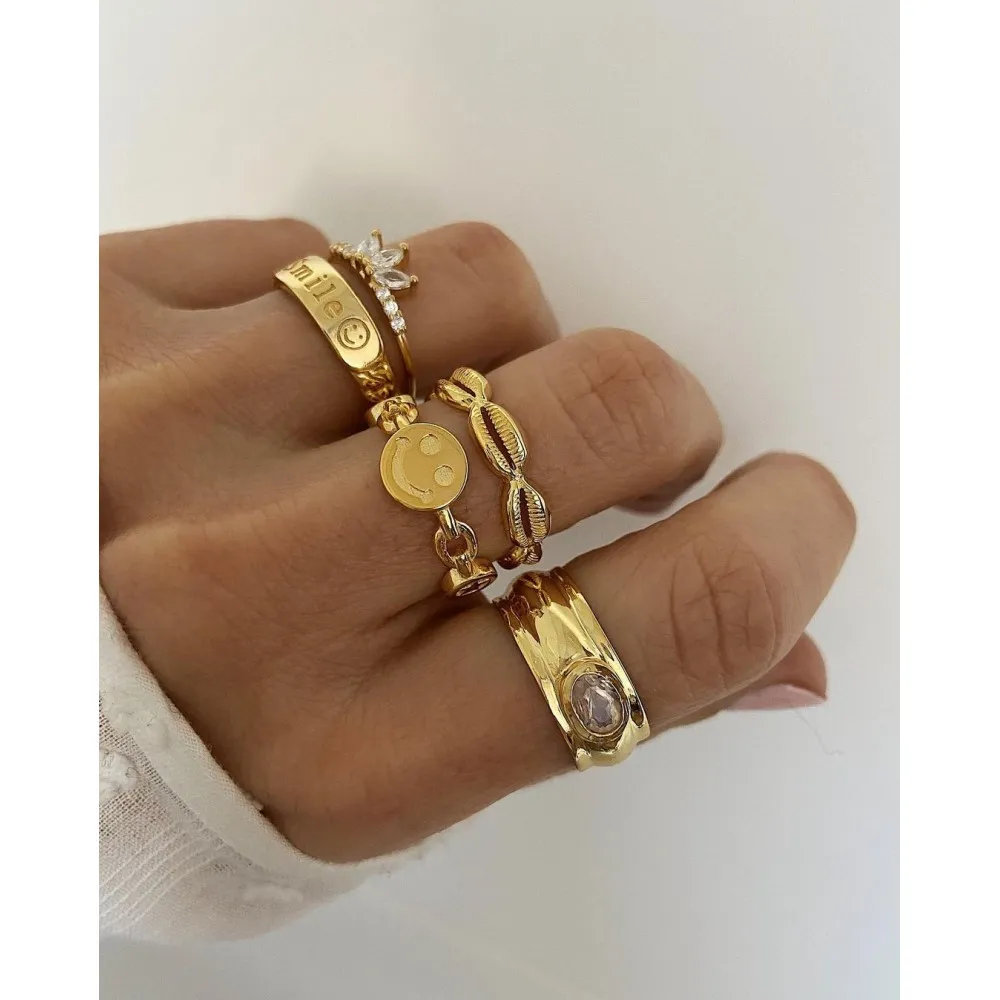 Anillo Maki Piedra Luna Oro