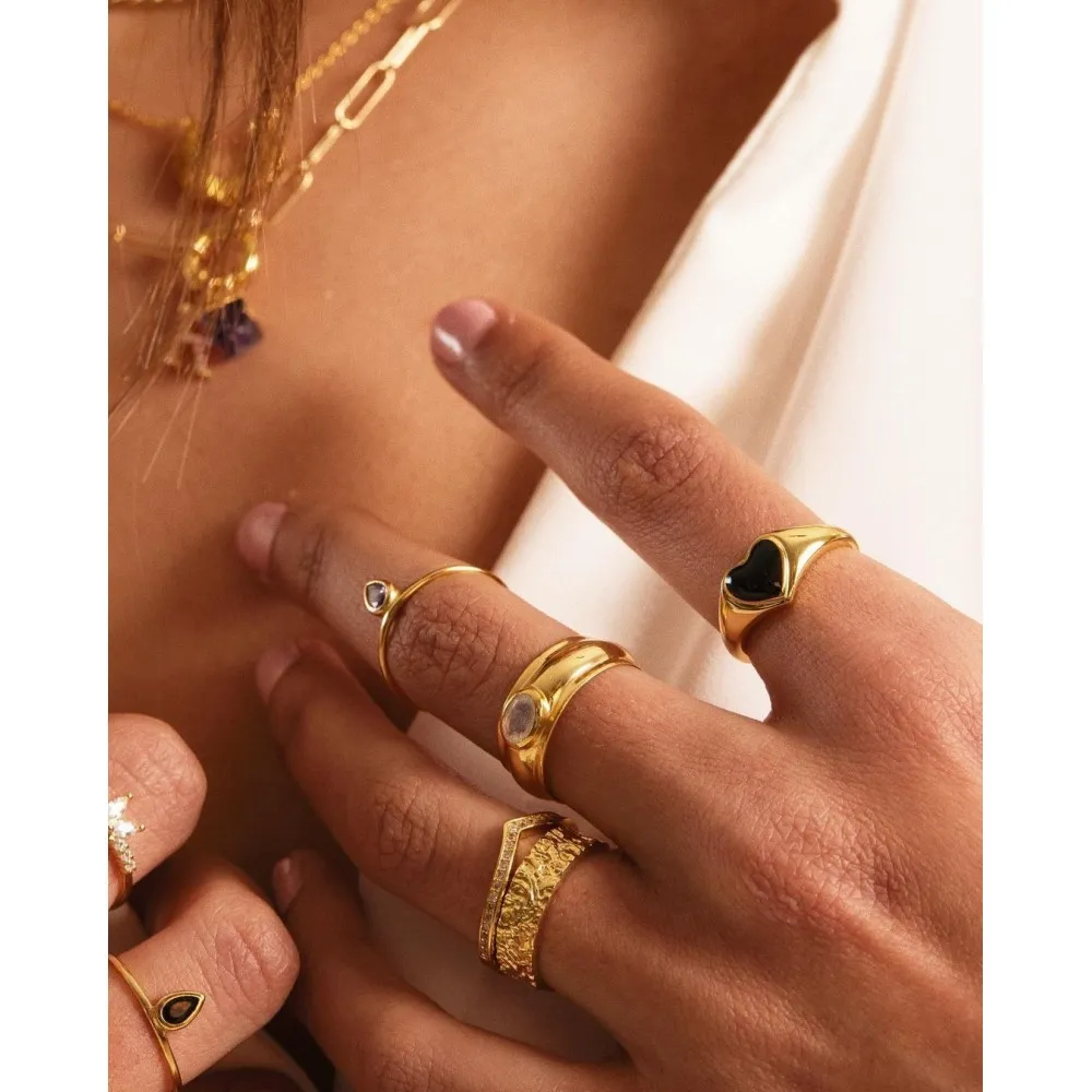 Anillo Maki Piedra Luna Oro