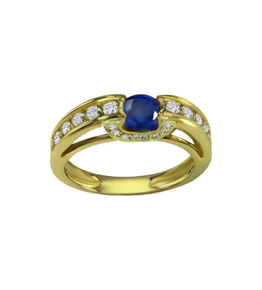 Anillo oro amarillo con zafiro y diamantes 111_4707