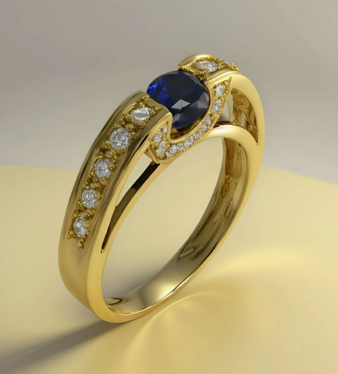 Anillo oro amarillo con zafiro y diamantes 111_4707