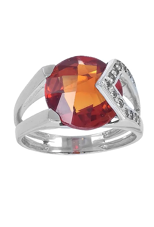 ANILLO ORO BLANCO 18 KTES CON CITRINO Y CIRCONITAS 146_H091CI