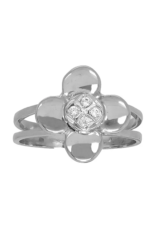 ANILLO ORO BLANCO FORMA FLOR CON CIRCONITAS 146_1999SOB