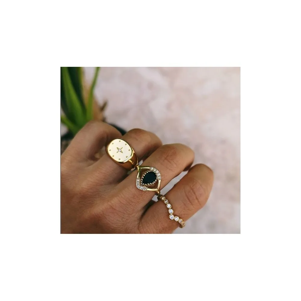 Anillo Tear Ónix Oro