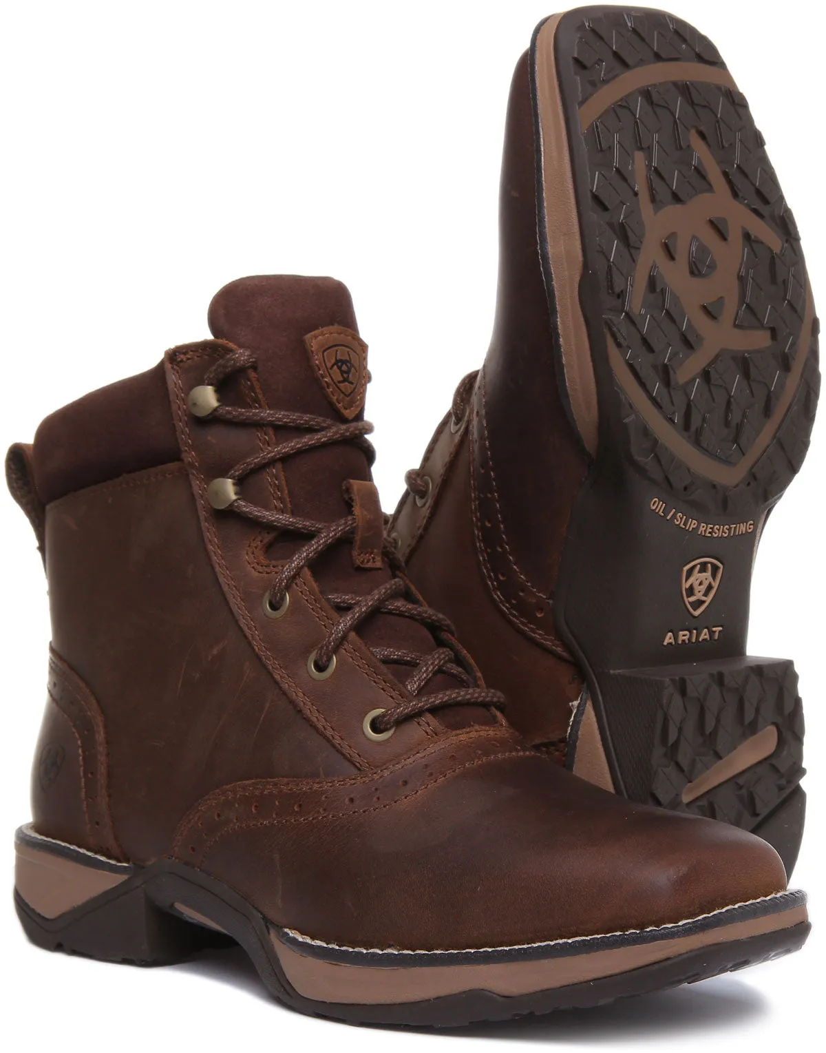 Ariat Anthem Lacer Botines de piel con cordones para mujer en marrón oscuro