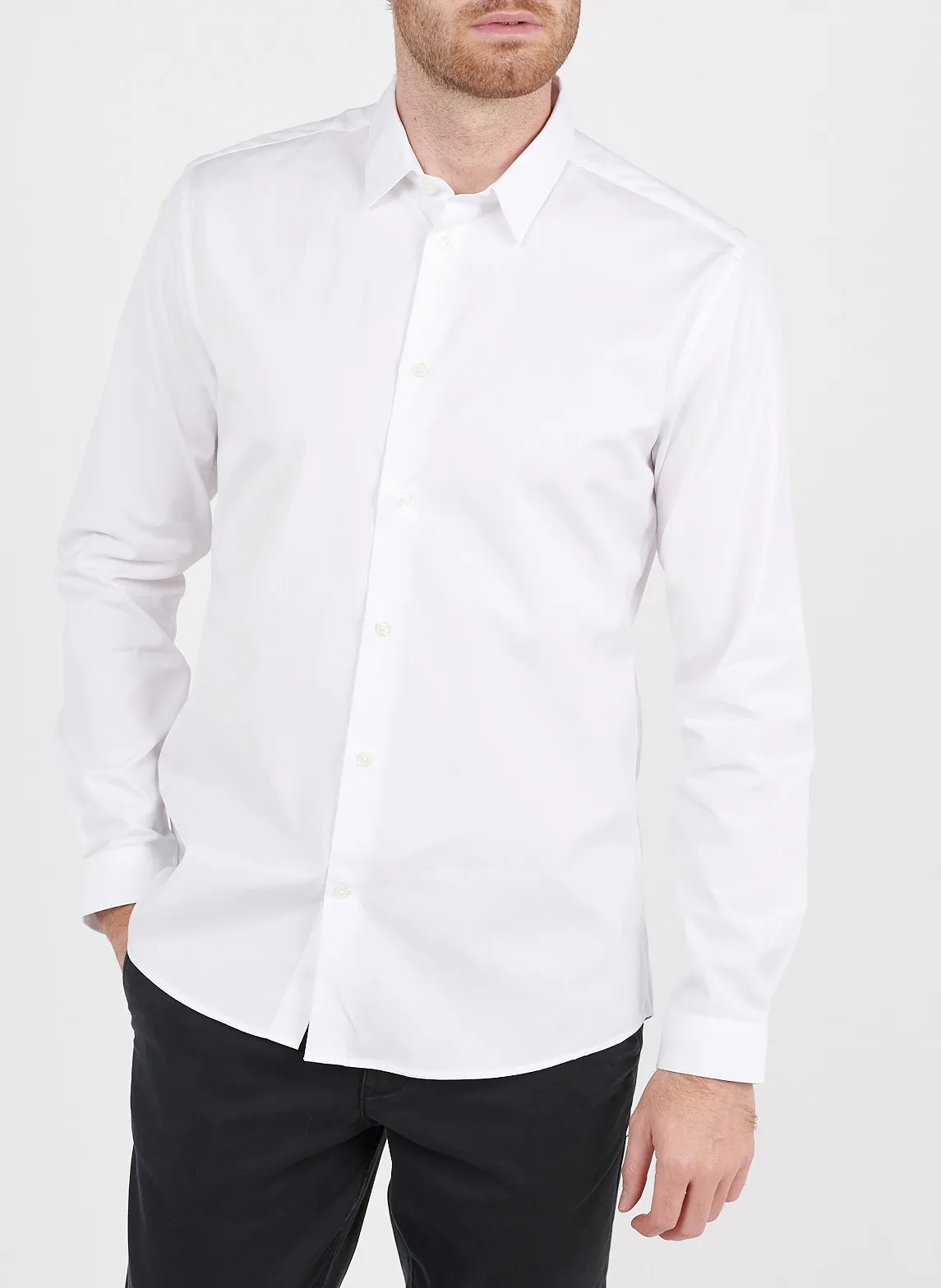 AU PRINTEMPS PARIS KRAVE  CAMISA DE CUELLO CLáSICO ENTALLADA DE ALGODóN EN BLANCO