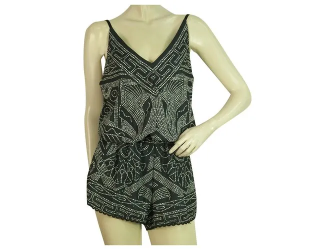 Autre Marque Peace & Chaos Mono estampado étnico en blanco y negro Mameluco de verano Talla M / L 