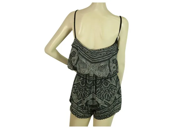 Autre Marque Peace & Chaos Mono estampado étnico en blanco y negro Mameluco de verano Talla M / L 