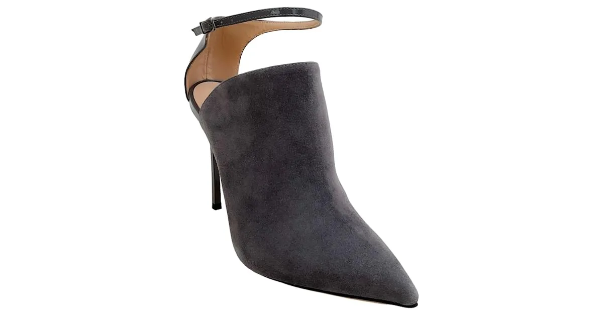 Autre Marque Shooties Casadei Gravity de gamuza gris y charol con correa en el tobillo 