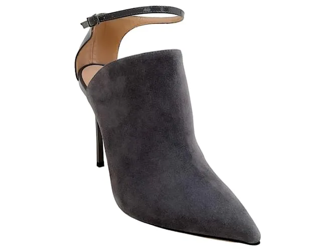 Autre Marque Shooties Casadei Gravity de gamuza gris y charol con correa en el tobillo 