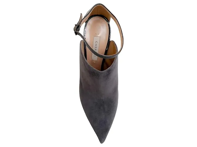Autre Marque Shooties Casadei Gravity de gamuza gris y charol con correa en el tobillo 