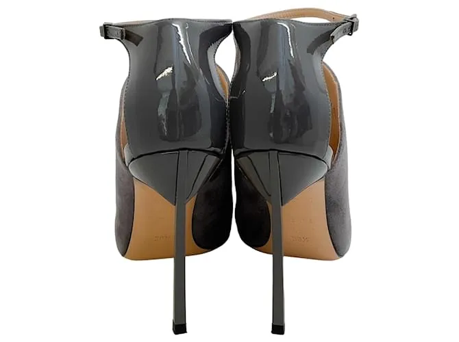Autre Marque Shooties Casadei Gravity de gamuza gris y charol con correa en el tobillo 