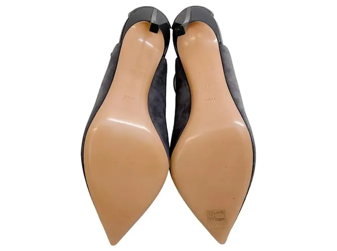 Autre Marque Shooties Casadei Gravity de gamuza gris y charol con correa en el tobillo 