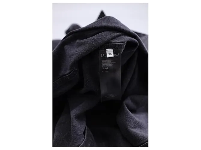 Balenciaga Camisa vaquera lavada con logo estampado en algodón negro 