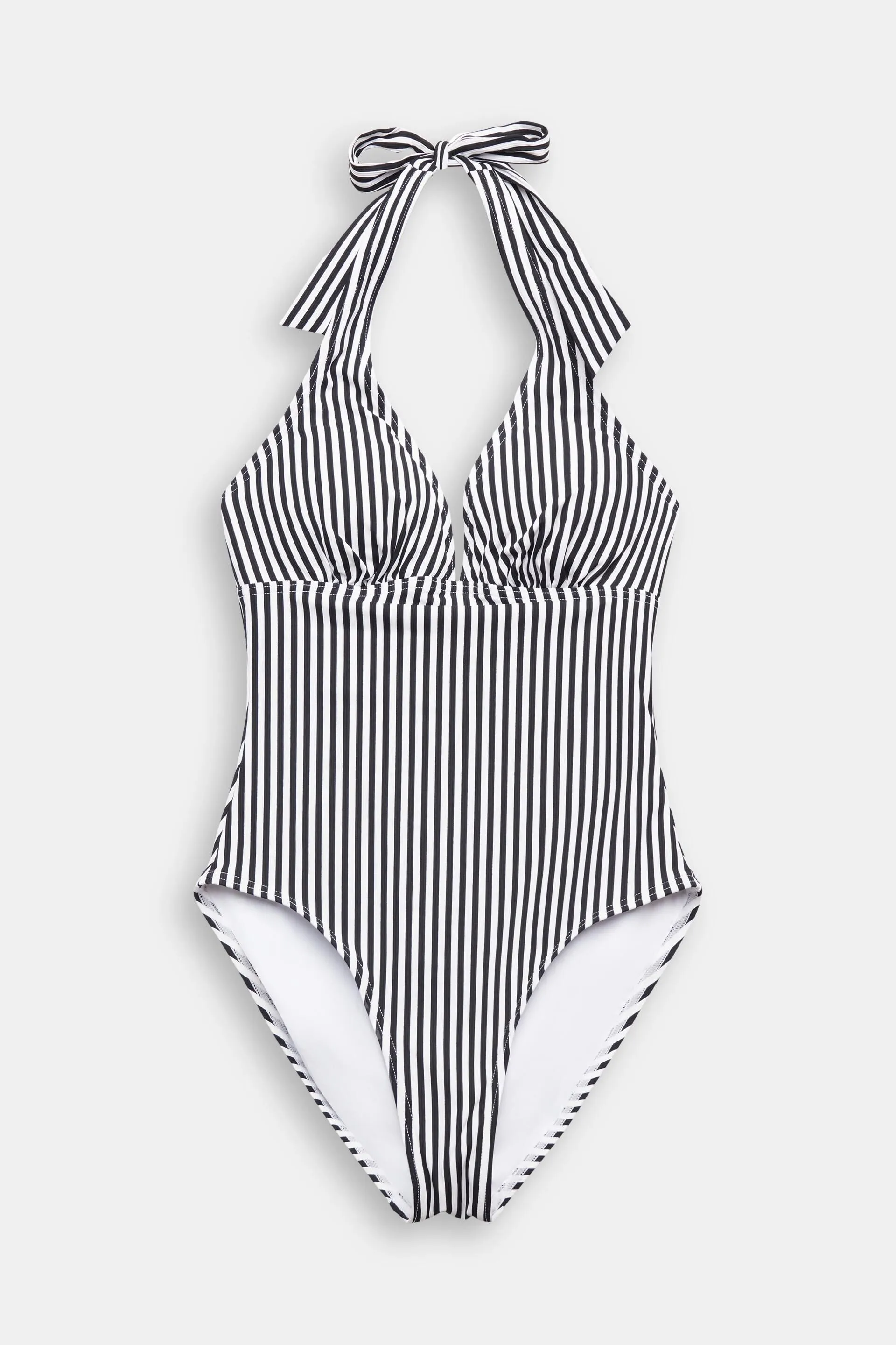 Bañador con cuello halter a rayas