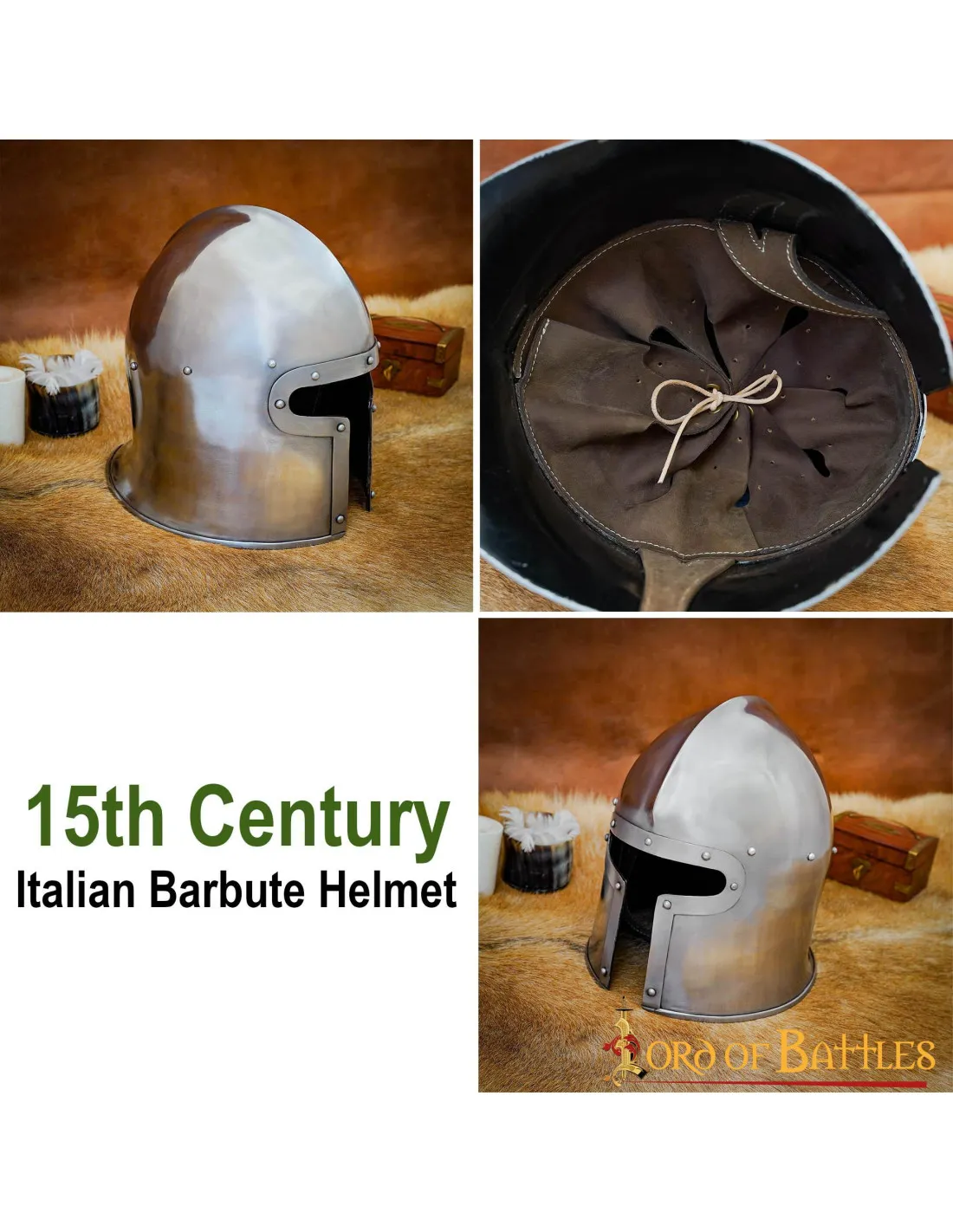 Barbuta medieval estilo Italiano siglo XV (16 g. )