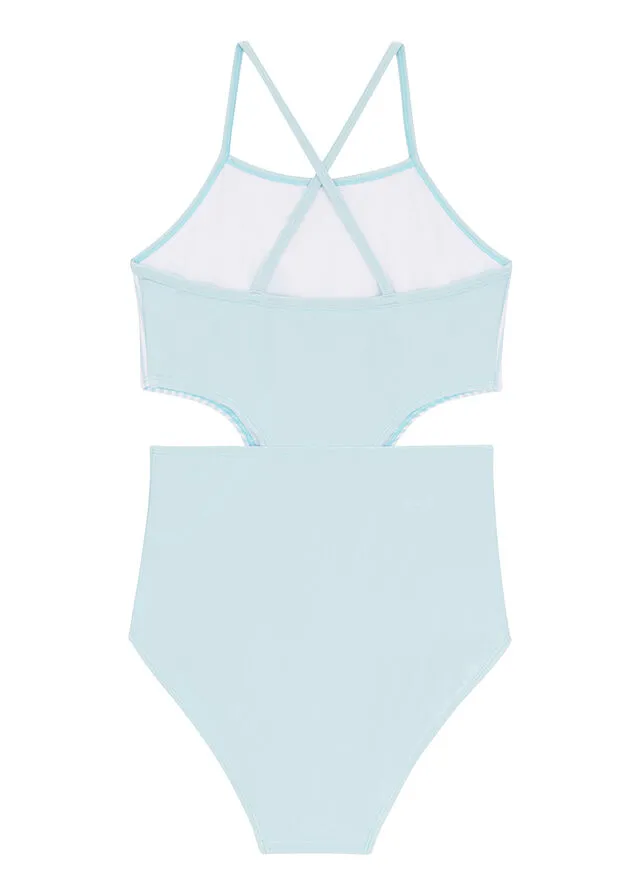 BAñADOR PARA NIñAS AZUL TOPACIOBLANCO CON RAYAS