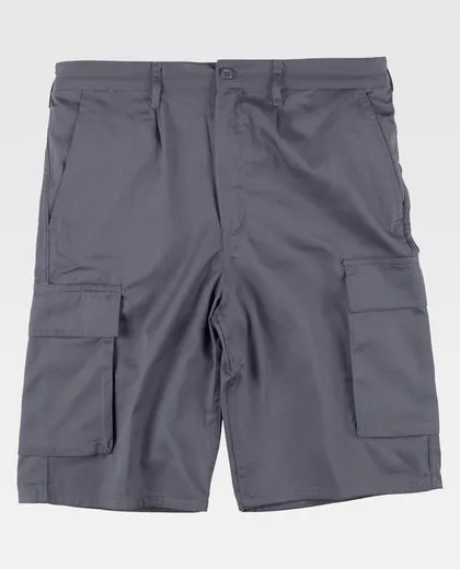 Bermuda con elástico en cintura y multibolsillos Gris