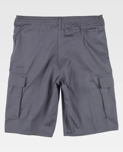 Bermuda con elástico en cintura y multibolsillos Gris