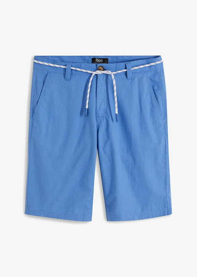 Bermuda estilo chino con lino, cordón y corte regular azul cielo